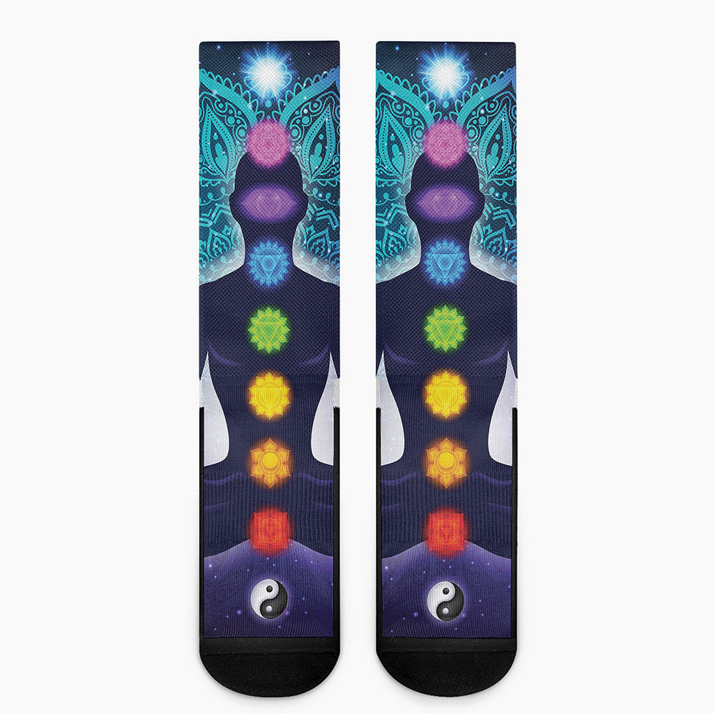 Nine Chakras Aura Print Crew Socks