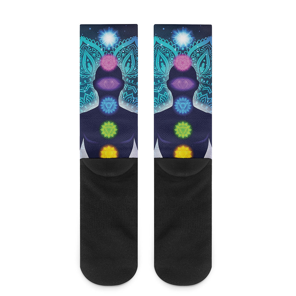 Nine Chakras Aura Print Crew Socks