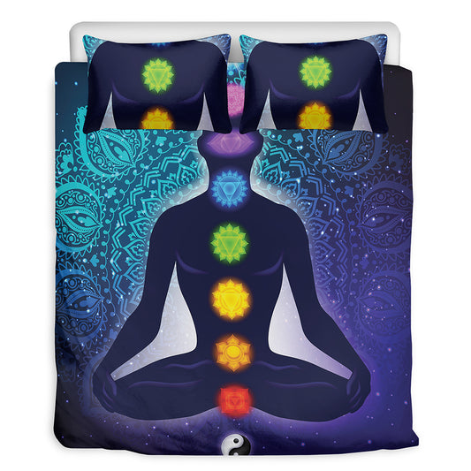 Nine Chakras Aura Print Duvet Cover Bedding Set