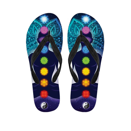 Nine Chakras Aura Print Flip Flops