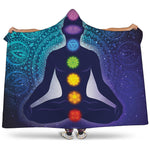 Nine Chakras Aura Print Hooded Blanket