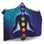 Nine Chakras Aura Print Hooded Blanket