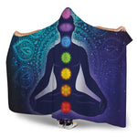 Nine Chakras Aura Print Hooded Blanket