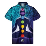 Nine Chakras Aura Print Men's Short Sleeve Shirt