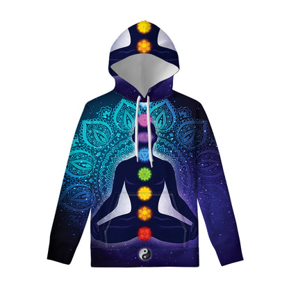 Nine Chakras Aura Print Pullover Hoodie