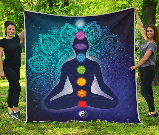 Nine Chakras Aura Print Quilt