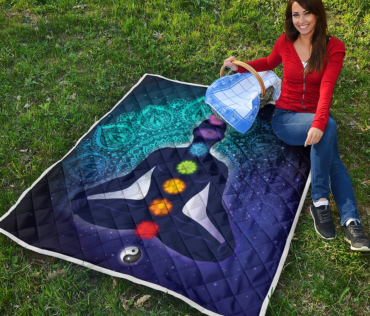Nine Chakras Aura Print Quilt