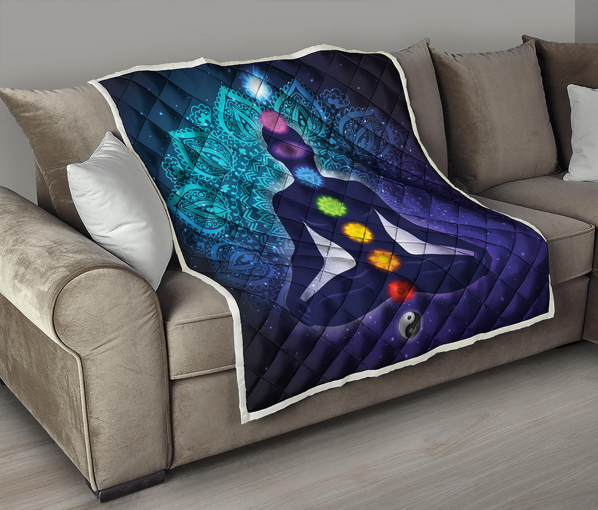 Nine Chakras Aura Print Quilt