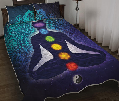 Nine Chakras Aura Print Quilt Bed Set