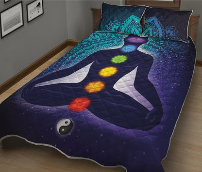 Nine Chakras Aura Print Quilt Bed Set