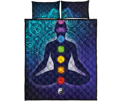 Nine Chakras Aura Print Quilt Bed Set