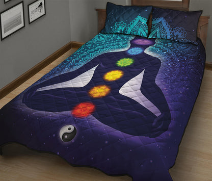 Nine Chakras Aura Print Quilt Bed Set