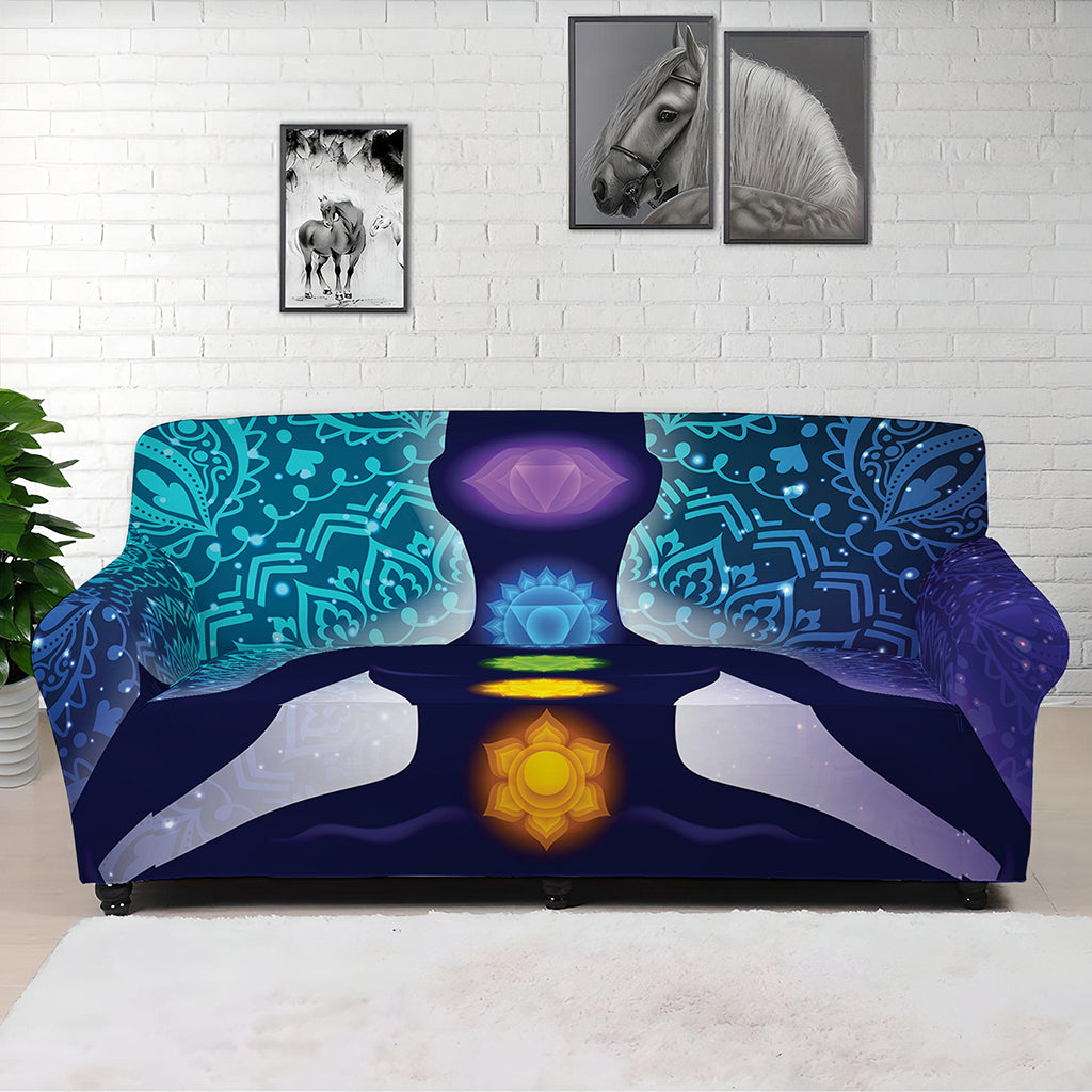 Nine Chakras Aura Print Sofa Cover