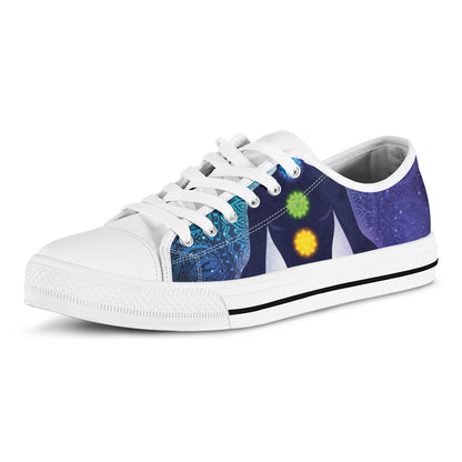 Nine Chakras Aura Print White Low Top Shoes