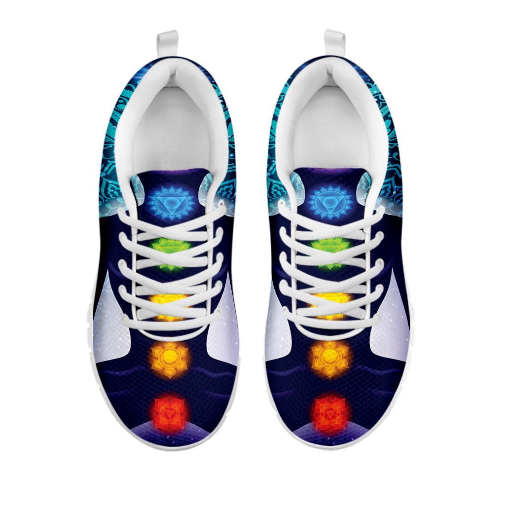 Nine Chakras Aura Print White Sneakers
