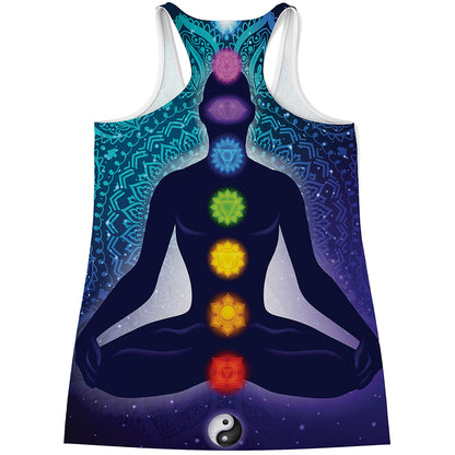Nine Chakras Aura Print Women's Racerback Tank Top
