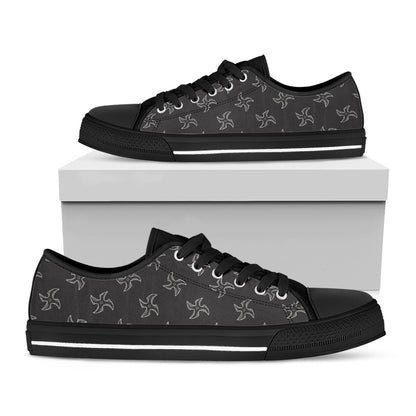 Ninja Shuriken Pattern Print Black Low Top Shoes