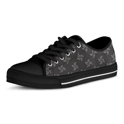 Ninja Shuriken Pattern Print Black Low Top Shoes