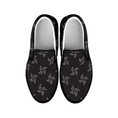 Ninja Shuriken Pattern Print Black Slip On Shoes