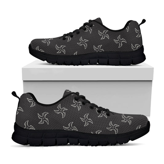 Ninja Shuriken Pattern Print Black Sneakers