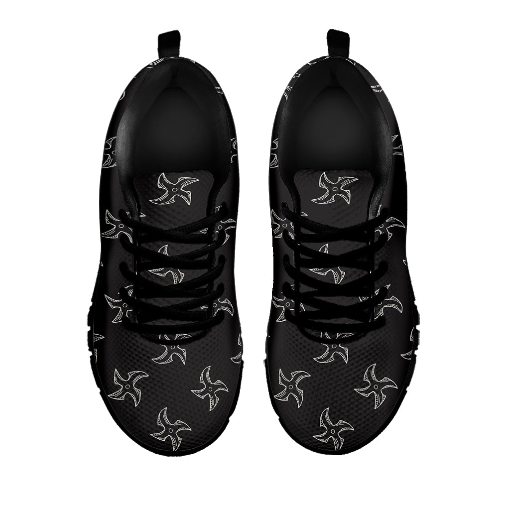 Ninja Shuriken Pattern Print Black Sneakers