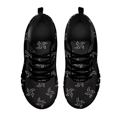 Ninja Shuriken Pattern Print Black Sneakers