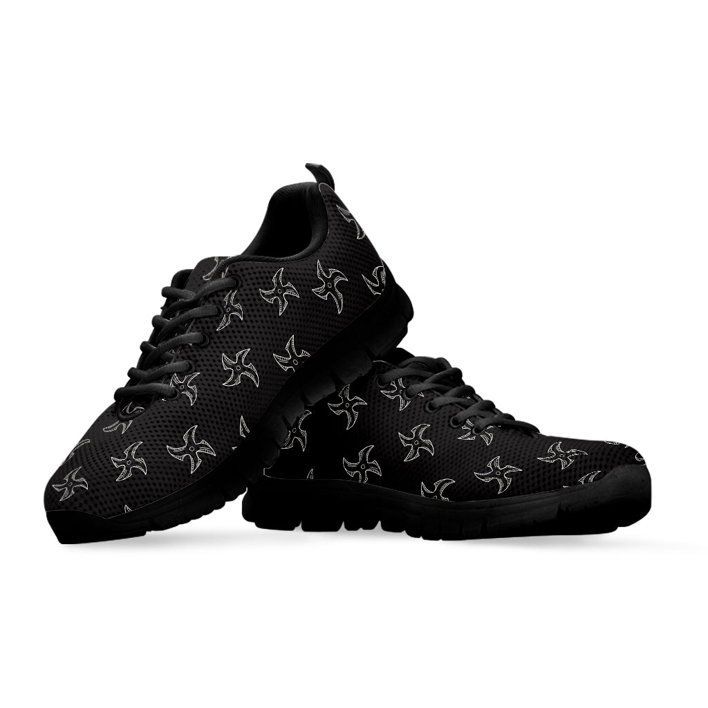 Ninja Shuriken Pattern Print Black Sneakers