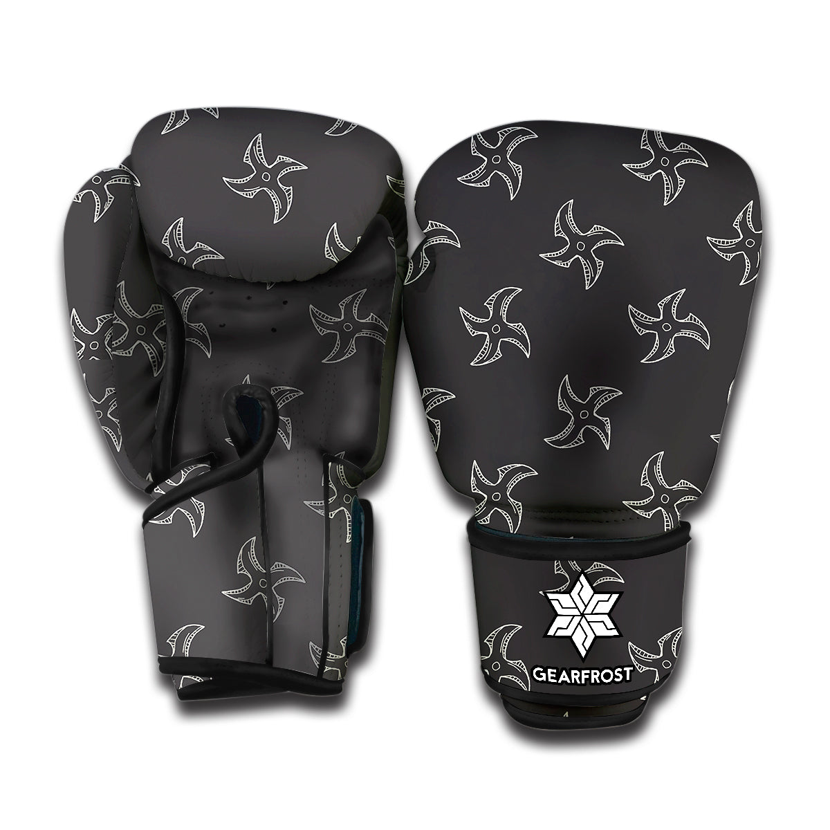 Ninja Shuriken Pattern Print Boxing Gloves