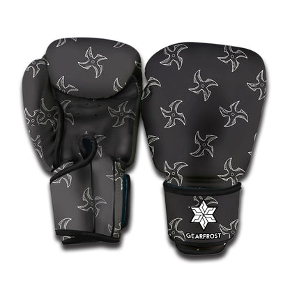 Ninja Shuriken Pattern Print Boxing Gloves