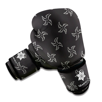 Ninja Shuriken Pattern Print Boxing Gloves