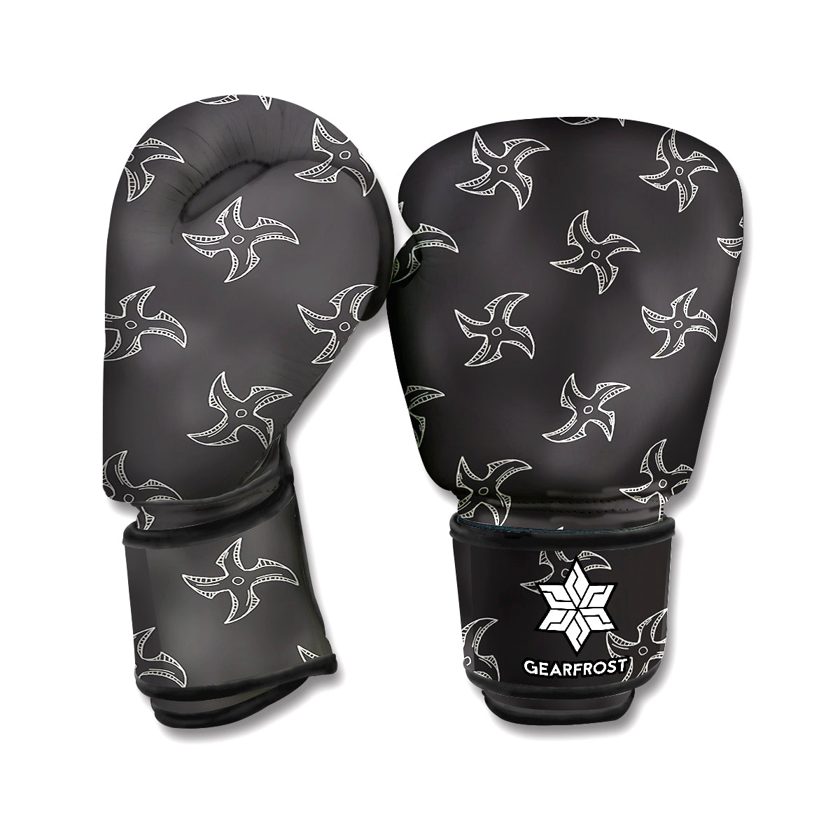 Ninja Shuriken Pattern Print Boxing Gloves