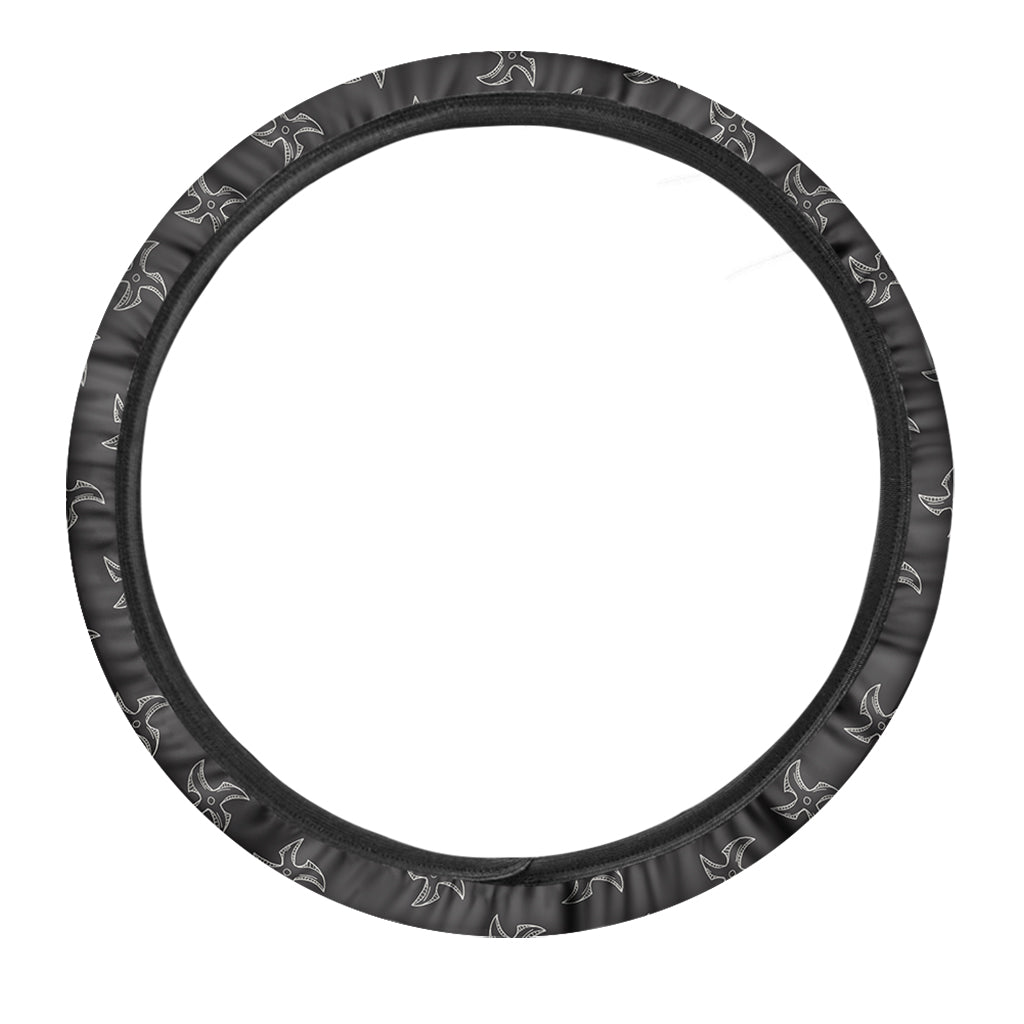 Ninja Shuriken Pattern Print Car Steering Wheel Cover