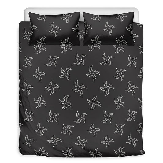 Ninja Shuriken Pattern Print Duvet Cover Bedding Set