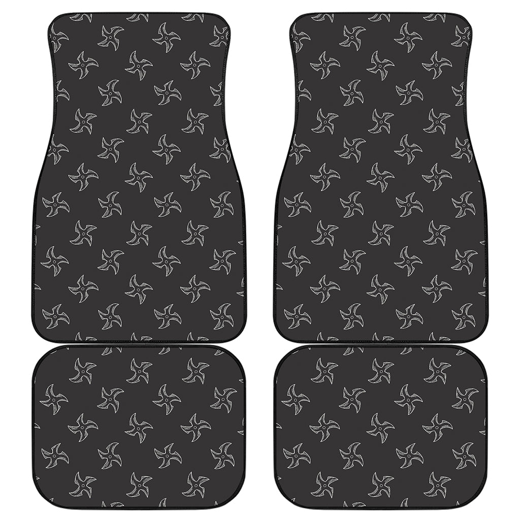 Ninja Shuriken Pattern Print Front and Back Car Floor Mats