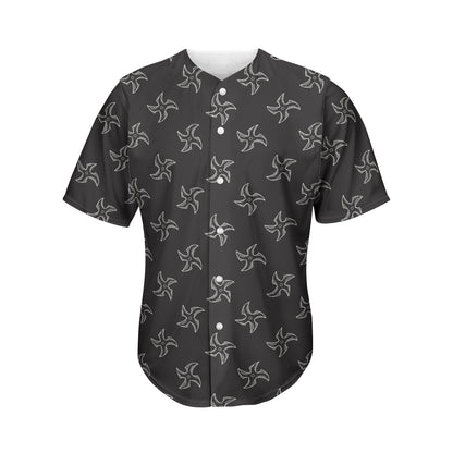 Ninja Shuriken Pattern Print Men's Baseball Jersey