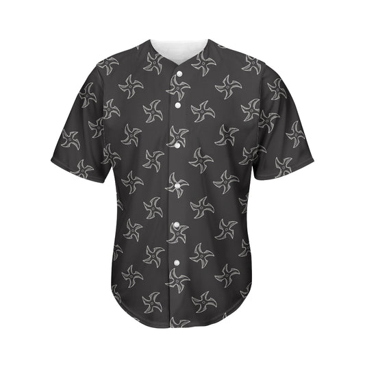 Ninja Shuriken Pattern Print Men's Baseball Jersey