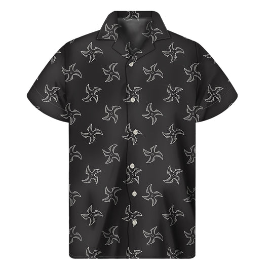 Ninja Shuriken Pattern Print Men's Short Sleeve Shirt