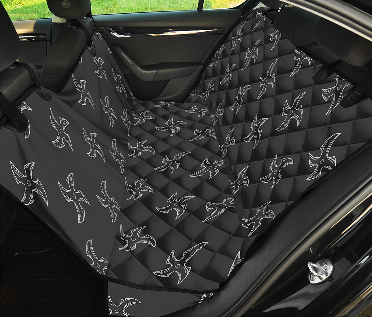 Ninja Shuriken Pattern Print Pet Car Back Seat Cover