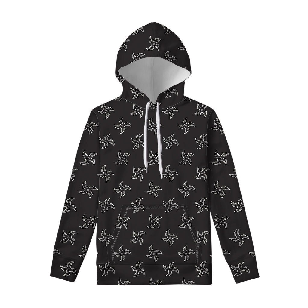 Ninja Shuriken Pattern Print Pullover Hoodie