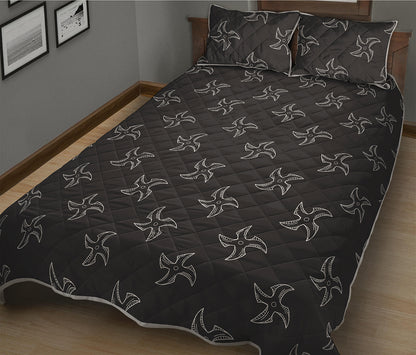 Ninja Shuriken Pattern Print Quilt Bed Set