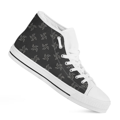 Ninja Shuriken Pattern Print White High Top Shoes
