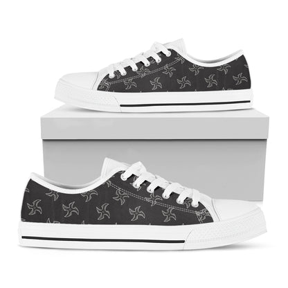 Ninja Shuriken Pattern Print White Low Top Shoes