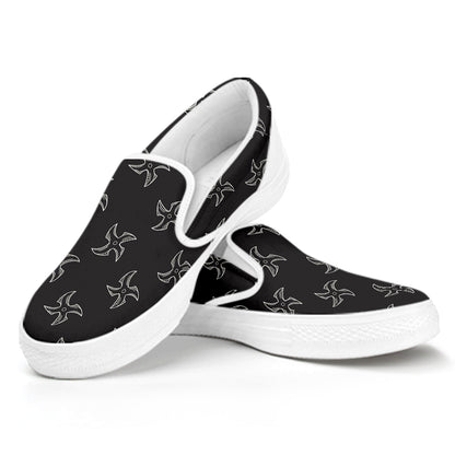 Ninja Shuriken Pattern Print White Slip On Shoes
