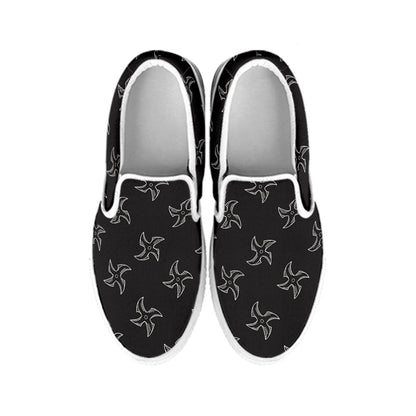 Ninja Shuriken Pattern Print White Slip On Shoes