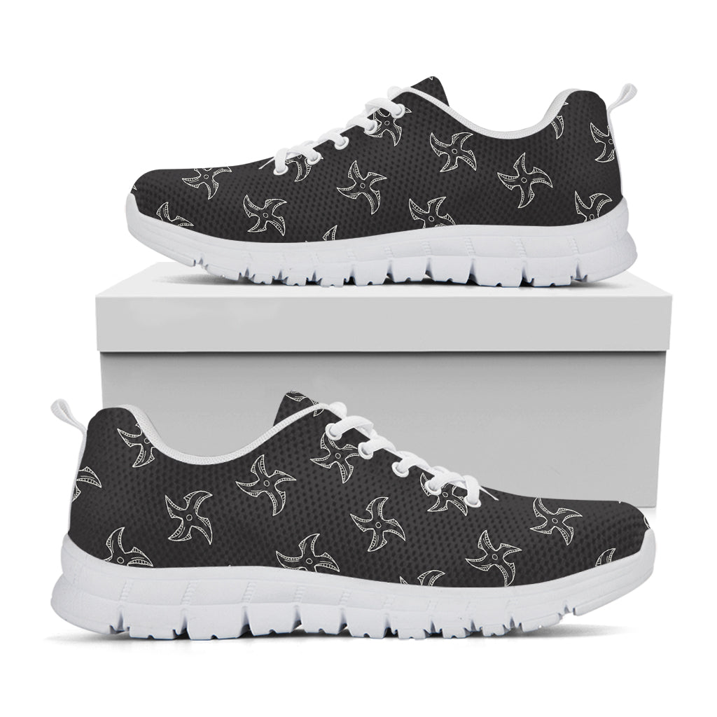 Ninja Shuriken Pattern Print White Sneakers