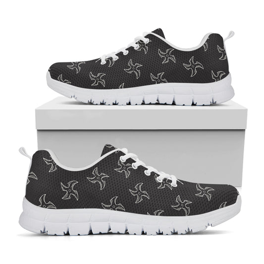 Ninja Shuriken Pattern Print White Sneakers