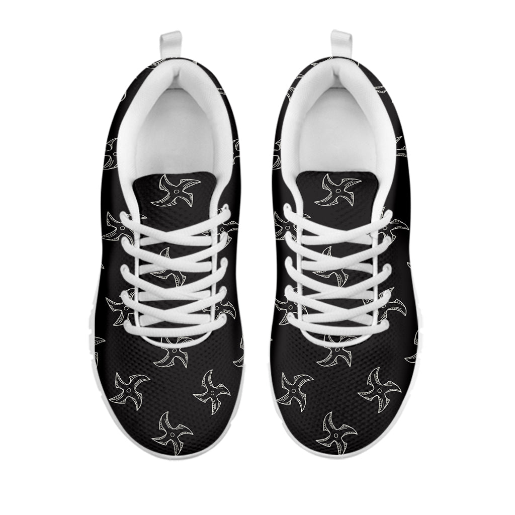 Ninja Shuriken Pattern Print White Sneakers
