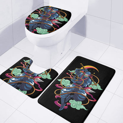 Ninja Warrior Print 3 Piece Bath Mat Set