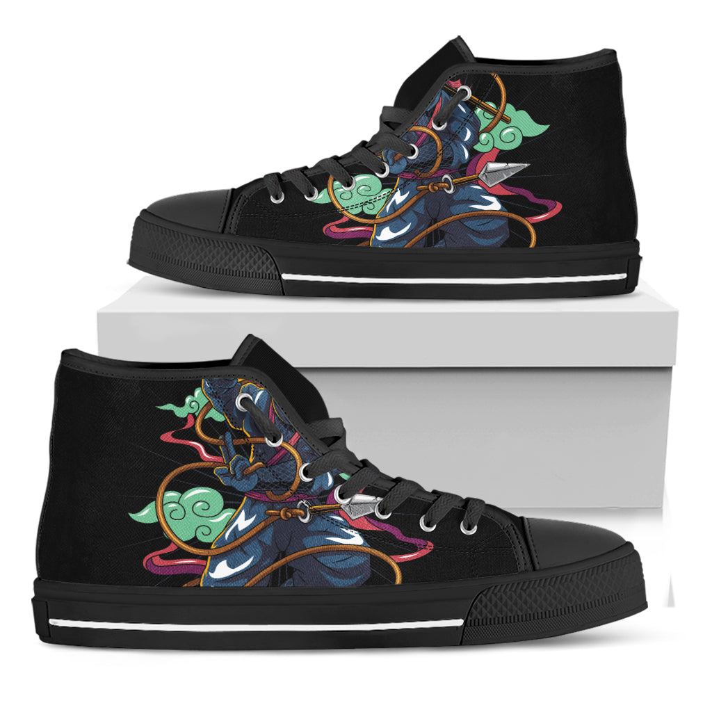 Ninja Warrior Print Black High Top Shoes