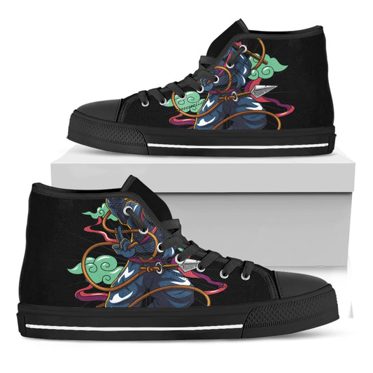 Ninja Warrior Print Black High Top Shoes